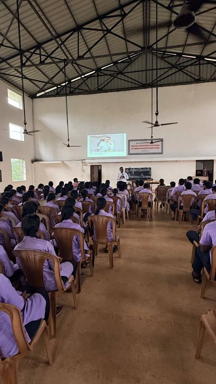 Interactive session on cyber threats at Avanteia CyberSecurity with AI Seminar Dr Ambedkar Higher Secondary School
